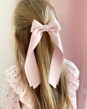 Load image into Gallery viewer, Premium satin Bow with long ends on clip
