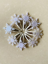 Load image into Gallery viewer, Pair of Shimmering Snowflake click clack hair clips
