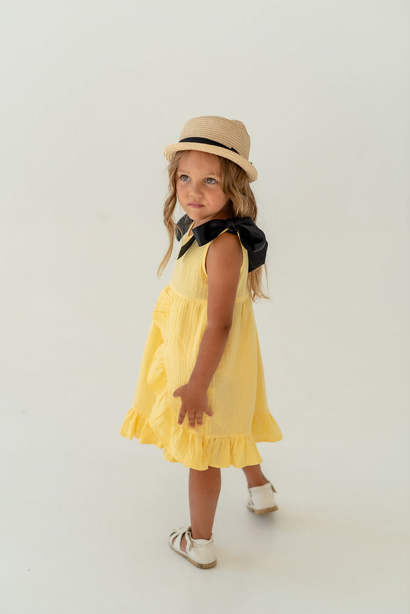Muslin summer dress in yellow